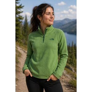 The North Face Women's Green 1/4 Zip Fleece Pullover PolarTec Jacket Size S/P